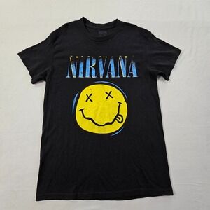 Nirvana Logo Black Short Sleeve Cotton T-Shirt Mens S